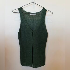 Dark Green Sleeveless Knit Top w/ 3 clasps in front